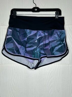 lululemon athletica Black Waistband Teal Lavender Geo Print Athletic Shorts